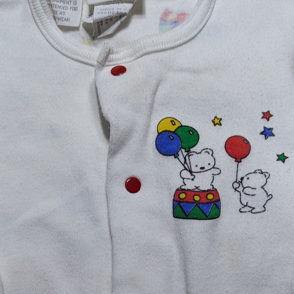 Vintage Carter's Baby Cardigan Balloon & Teddy Bear Print 6–9 Months Made in USA